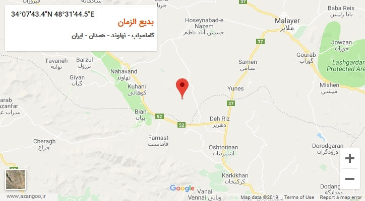 روستای بدیع الزمان بر روی نقشه