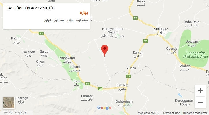 روستای بهاره بر روی نقشه
