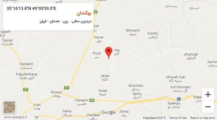 روستای بهکندان بر روی نقشه