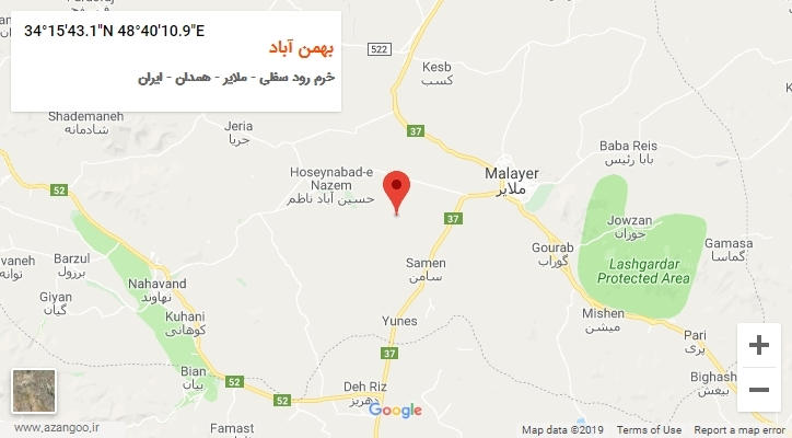 روستای بهمن آباد بر روی نقشه