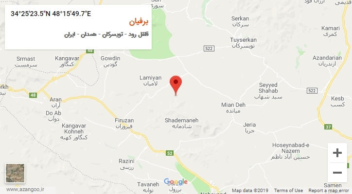 روستای برفیان بر روی نقشه