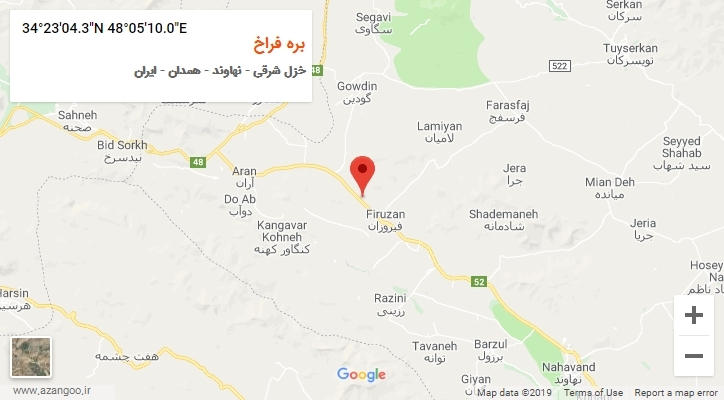 روستای بره فراخ بر روی نقشه