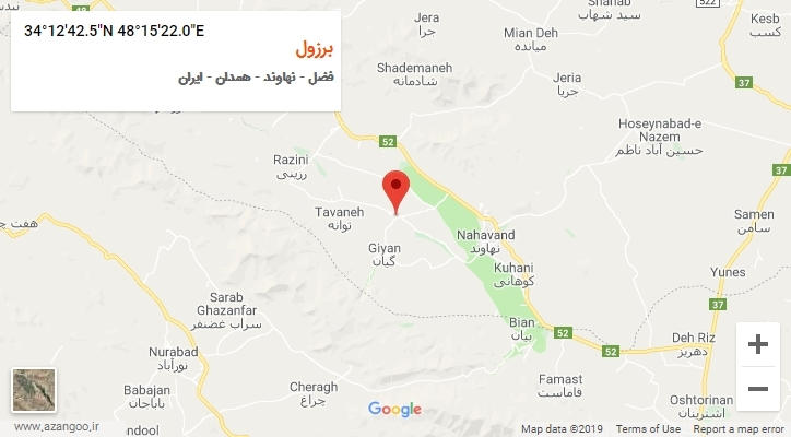 روستای برزول بر روی نقشه