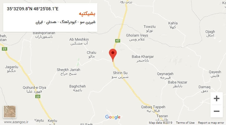 روستای بشیکتپه بر روی نقشه