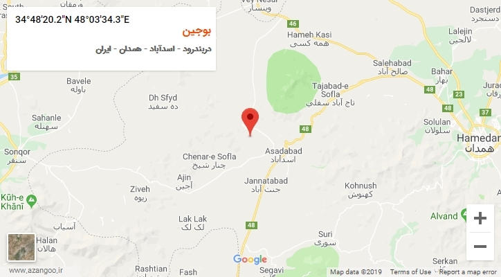 روستای بوجین بر روی نقشه