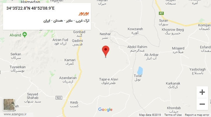 روستای بوربور بر روی نقشه