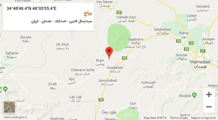 روستای بیاج بر روی نقشه