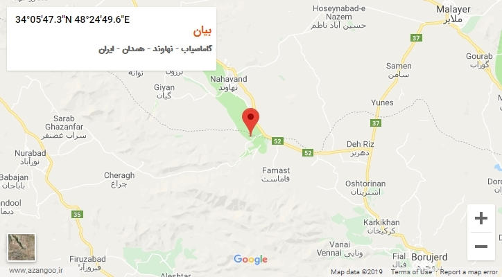 روستای بیان بر روی نقشه