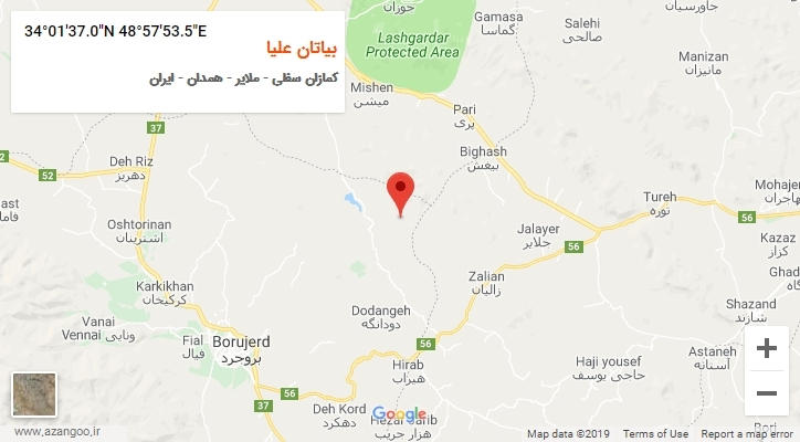 روستای بیاتان علیا بر روی نقشه