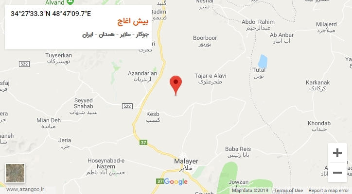 روستای بیش اغاج بر روی نقشه