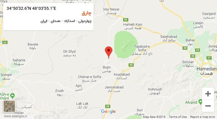 روستای چارق بر روی نقشه