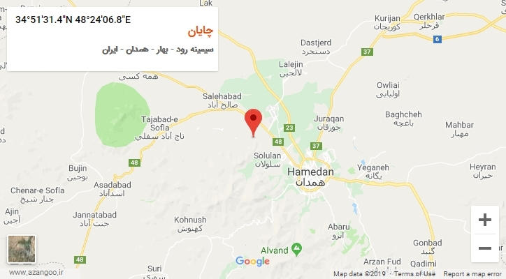 روستای چایان بر روی نقشه