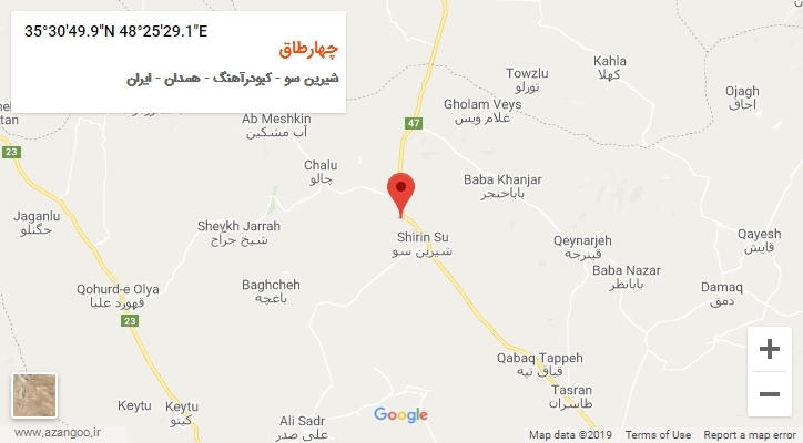 روستای چهارطاق بر روی نقشه