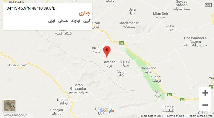 روستای چناری بر روی نقشه