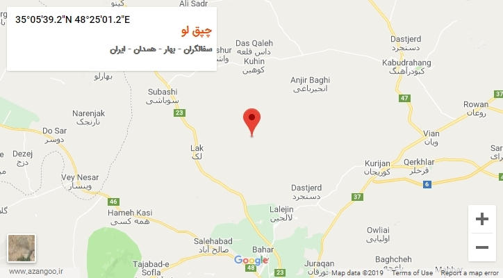 روستای چپق لو بر روی نقشه