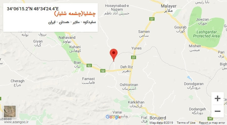 روستای چشلیا(چشمه شلیار) بر روی نقشه
