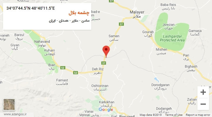 روستای چشمه بلال بر روی نقشه