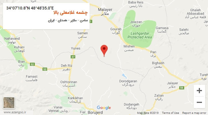 روستای چشمه غلامعلی بالا بر روی نقشه