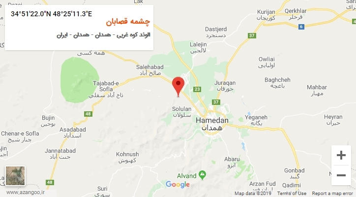 روستای چشمه قصابان بر روی نقشه