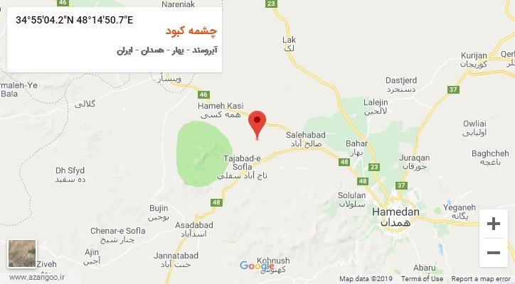 روستای چشمه کبود بر روی نقشه