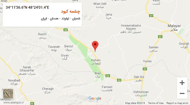 روستای چشمه کبود بر روی نقشه