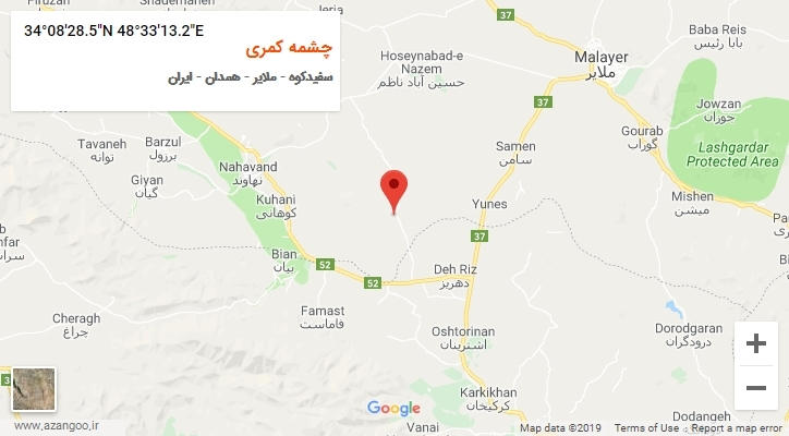 روستای چشمه کمری بر روی نقشه