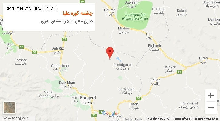 روستای چشمه کوره علیا بر روی نقشه