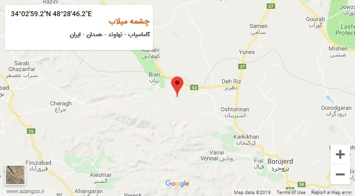 روستای چشمه میلاب بر روی نقشه