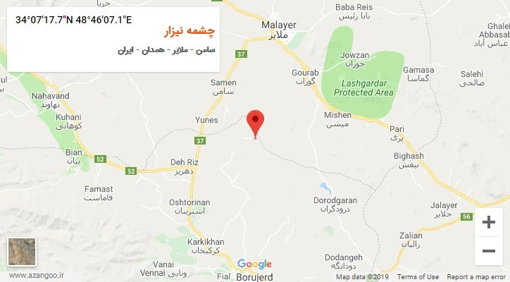 روستای چشمه نیزار بر روی نقشه
