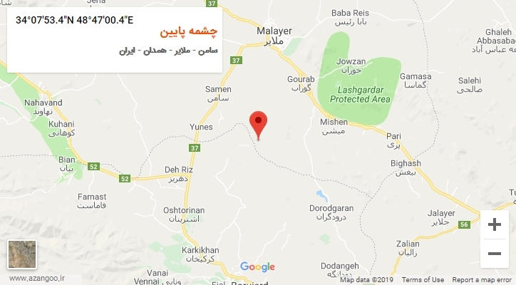 روستای چشمه پایین بر روی نقشه