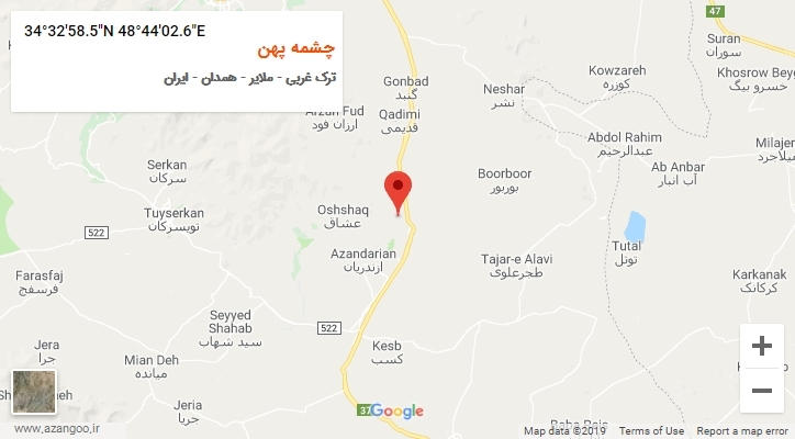 روستای چشمه پهن بر روی نقشه
