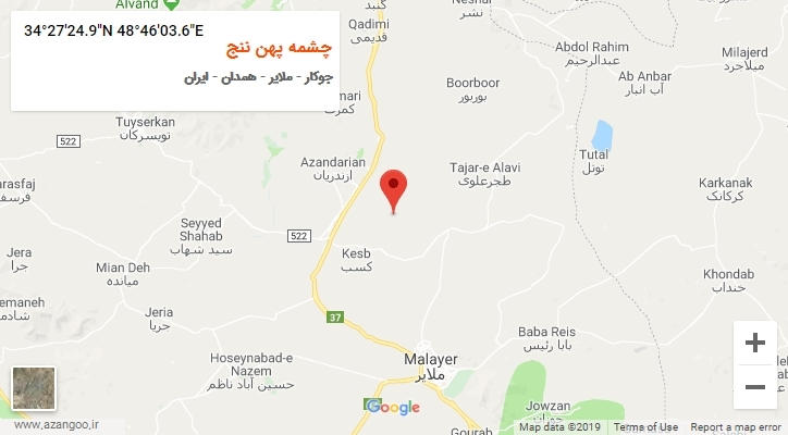 روستای چشمه پهن ننج بر روی نقشه