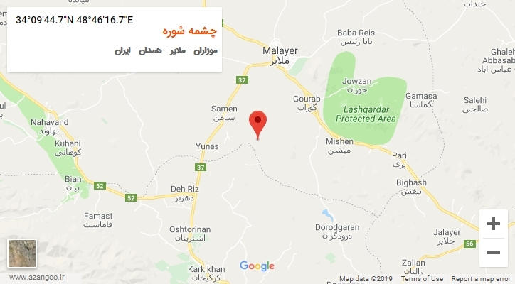 روستای چشمه شوره بر روی نقشه