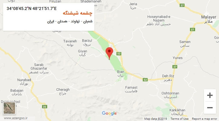 روستای چشمه شیشنگه بر روی نقشه