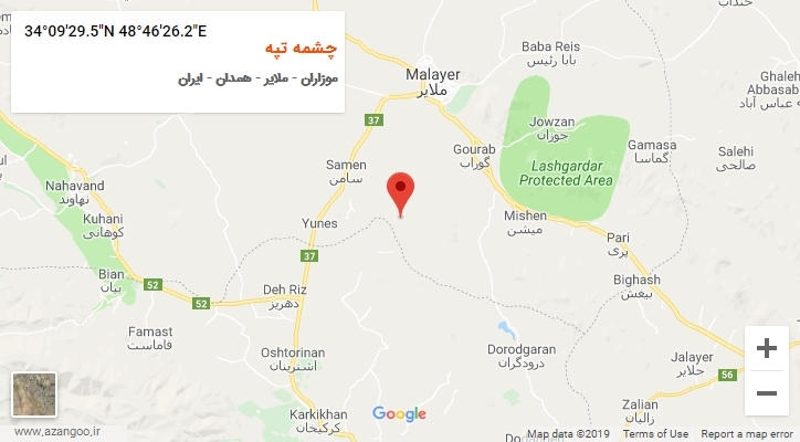 روستای چشمه تپه بر روی نقشه