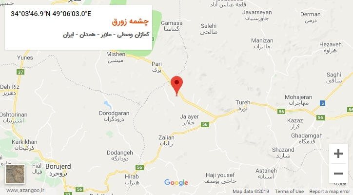 روستای چشمه زورق بر روی نقشه