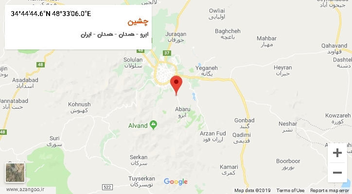 روستای چشین بر روی نقشه