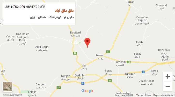 روستای داق داق آباد بر روی نقشه