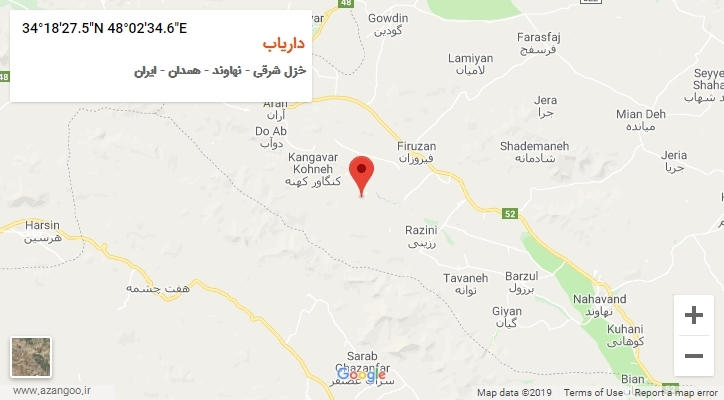 روستای داریاب بر روی نقشه