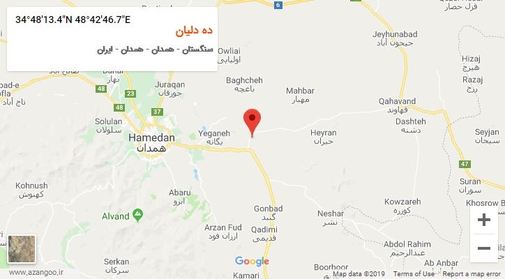 روستای ده دلیان بر روی نقشه