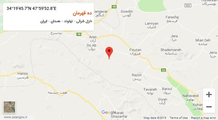 روستای ده قهرمان بر روی نقشه