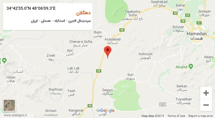 روستای دهگلان بر روی نقشه