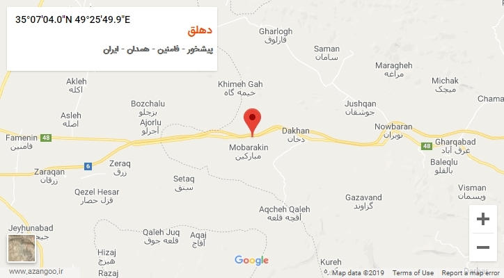 روستای دهلق بر روی نقشه