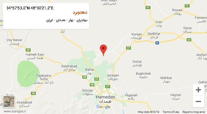 روستای دهنجرد بر روی نقشه
