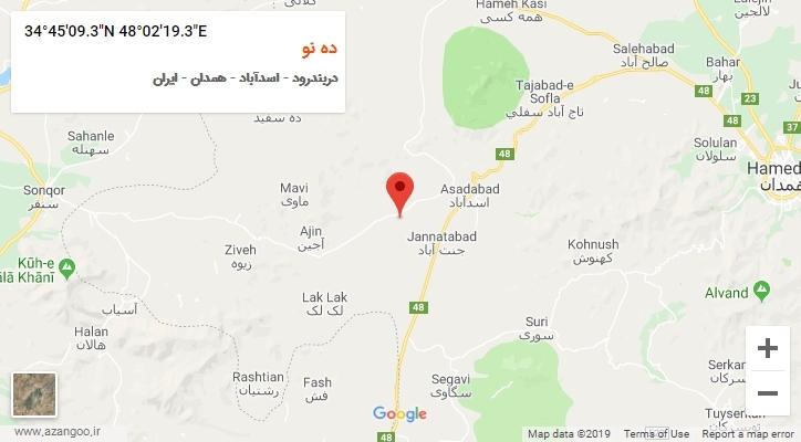 روستای ده نو بر روی نقشه