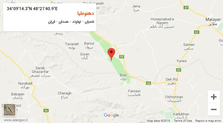 روستای دهنوعلیا بر روی نقشه