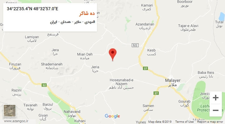 روستای ده شاکر بر روی نقشه