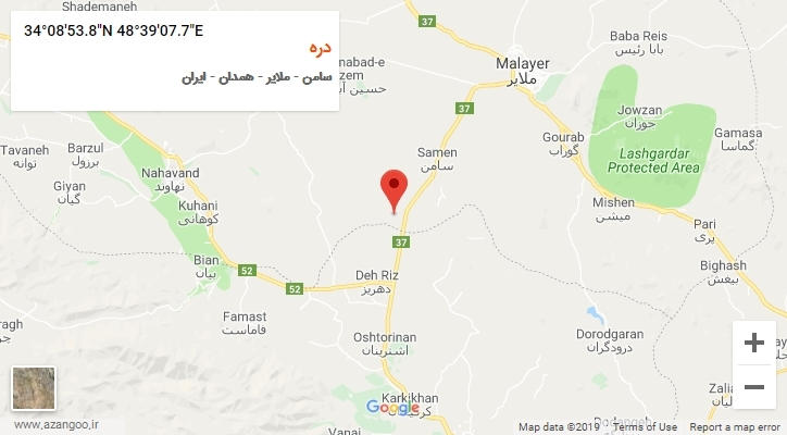 روستای دره بر روی نقشه