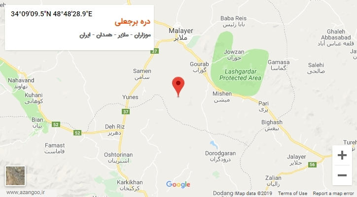 روستای دره برجعلی بر روی نقشه