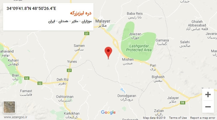 روستای دره لیزبزرکه بر روی نقشه